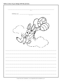 Story Picture: Balloon Bunny Easter Worksheet