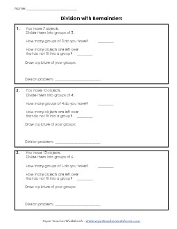 Division with Remainders Step-by-Step Worksheet