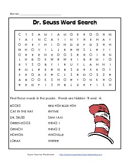 Dr. Seuss Word Search Drseuss Worksheet