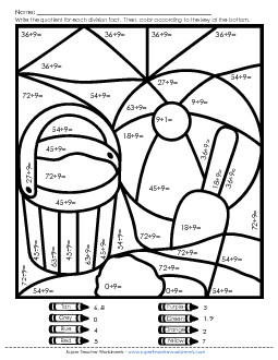 Mystery Picture - Beach (Basic Division) Worksheet