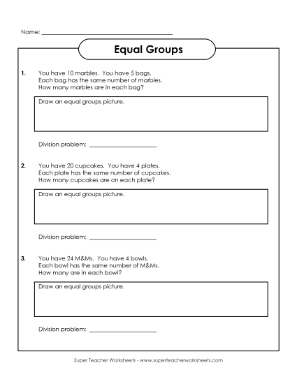 Equal Groups 2 Division Worksheet