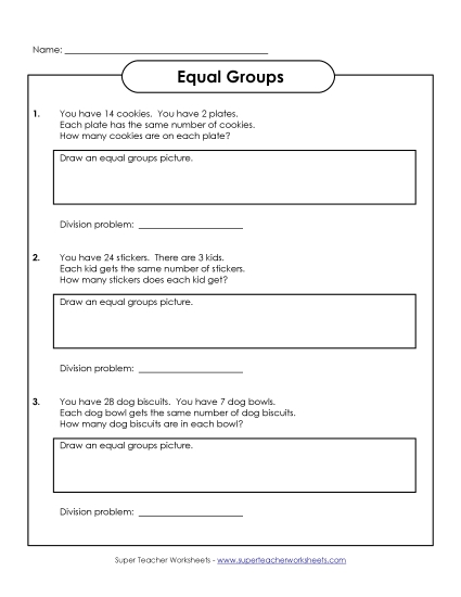 Equal Groups Division Worksheet