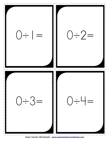 Division Flash Cards - Large Worksheet