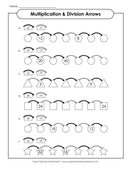 Division & Multiplication Arrows Worksheet