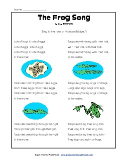 The Frog Song Songs Worksheet