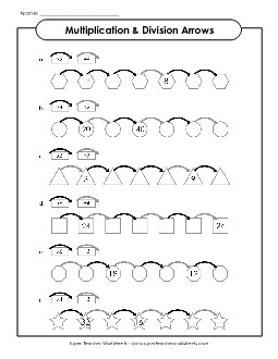 Frames and Arrows Multiplication and Division Worksheet