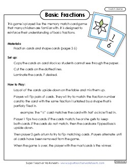 Basic Fraction Match Game Fractions Worksheet