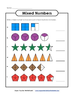 Mixed Numbers Free Fractions Worksheet