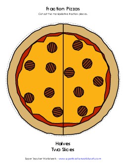 Fraction Pizzas (Color) Fractions Worksheet