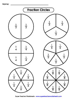 Fraction Circles (with Fraction Labels) Fractions Worksheet