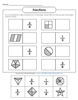 Basic Cut-and-Paste Fractions Worksheet