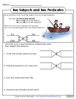 Two Subjects and Two Predicates Diagramming Sentences Worksheet