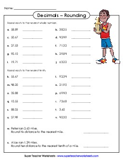 Decimal Rounding Decimals Worksheet