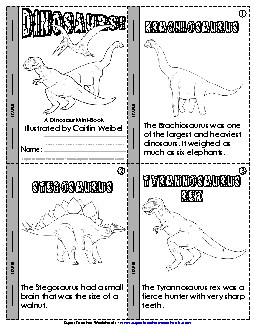 Dinosaur Mini-Book Dinosaurs Worksheet