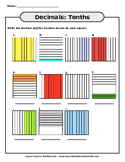 Decimals - Tenths Free Worksheet