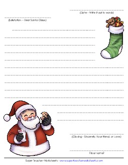 Santa Letter Christmas Worksheet