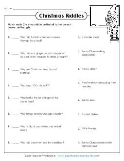 Christmas Riddles Worksheet