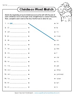 Christmas Match Word Worksheet