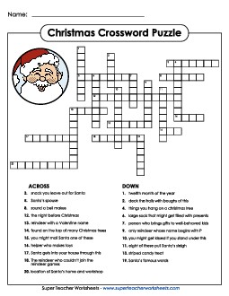 Christmas Crossword Worksheet