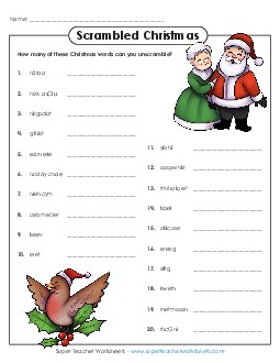 Scrambled Christmas Free Worksheet