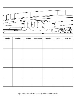 June Calendar (Blank) Calendars Worksheet