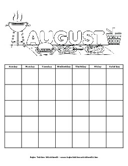 August Calendar Calendars Worksheet