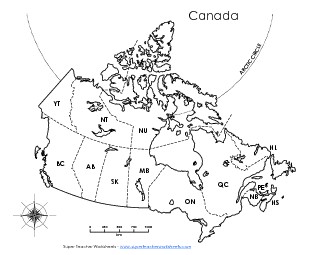 Canada - Province Abbreviations Worksheet