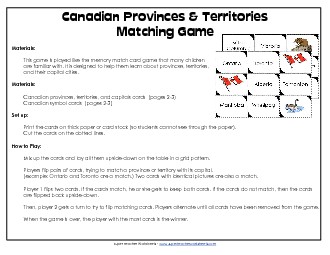 Canada - Memory Match Worksheet