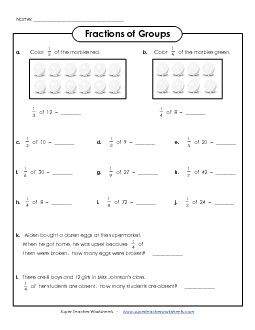 Fraction of Groups (Basic) Free Fractions Worksheet