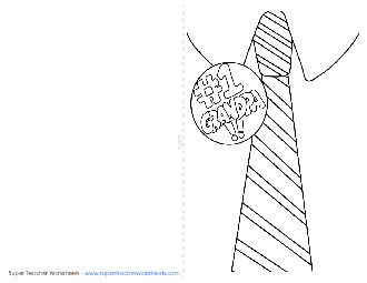 Card: Grandpa\'s Tie Fathers Day Worksheet