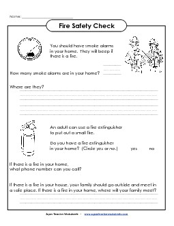 Fire Safety Check (Primary) Free Fire Prevention Worksheet