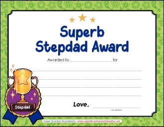 Superb Stepdad Award Fathers Day Worksheet