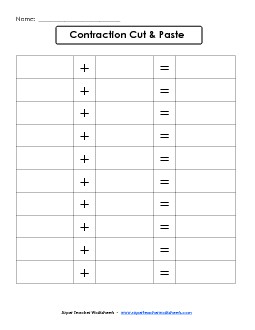 Contractions: Cut & Paste Activity 2 Phonics Worksheet