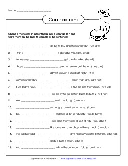 More Contraction Sentences Phonics Worksheet