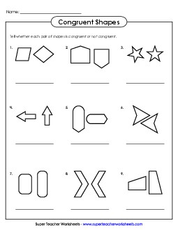 Congruent Shapes - 2 Geometry Worksheet