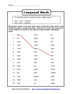 Compound Words Draw Lines Worksheet