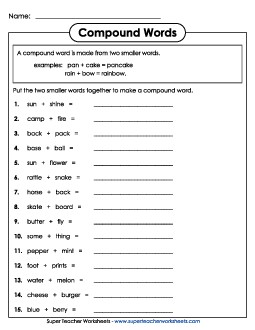 Compound Words 1 Free Worksheet