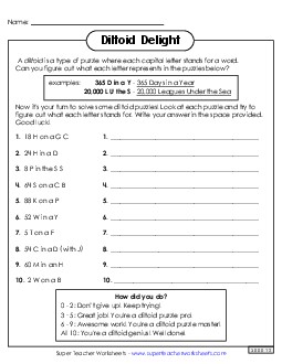 Diltoid Puzzles: Number-Letter Teasers Brainteasers Worksheet