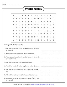 Weird Words Brainteasers Worksheet