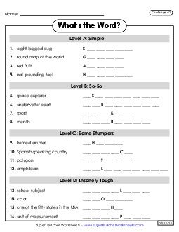 What\'s the Word? #2 (Mixed Levels) Brainteasers Worksheet