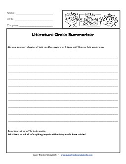 Lit. Circles: Summarizer Free Worksheet