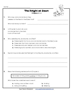 Questions for Chapters 4 - 6 Books Worksheet