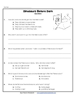 Comprehension Questions (Whole Book) Books Worksheet