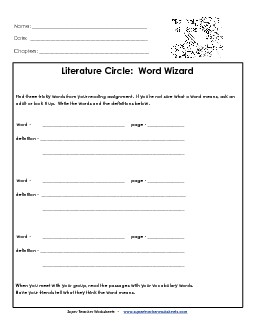 Lit Circles: Word Wizard Books Worksheet