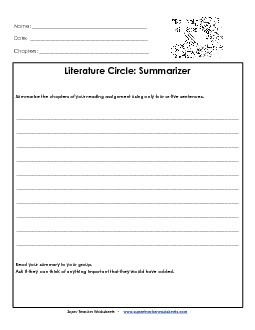 Lit Circles: Summarizer Books Worksheet