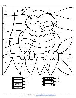 Color-by-Number - Parrot Free Counting Worksheet