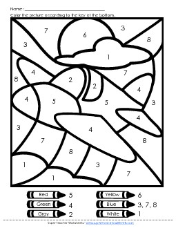 Color-by-Number - Airplane Counting Worksheet