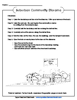 Suburb Diorama Communities Worksheet