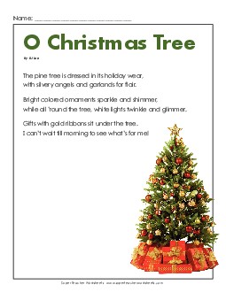 O Christmas Tree (Poem) Poems Worksheet