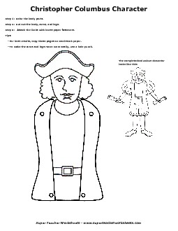 Christopher Columbus Cut-Out Figure Free Cut Outs Worksheet